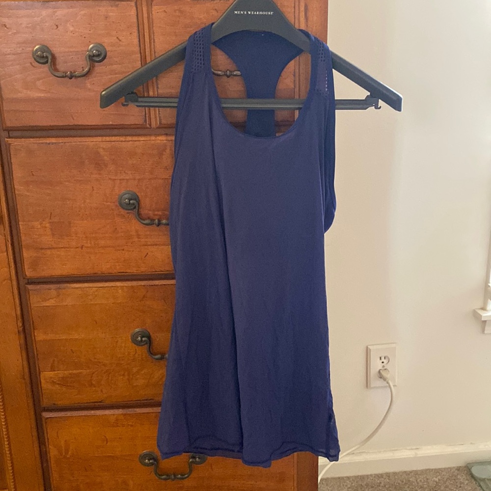 Navy LuLu tank with built in sports bra
